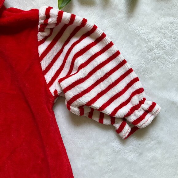 Tots Fifth Avenue Baby Footed Romper Size 6M | Red Velour Striped Pajamas VGUC - Picture 15 of 16